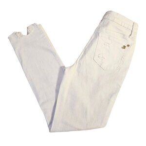 Distressed White Denim Skinny Jeans